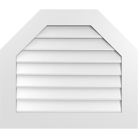 Ekena Millwork Octagonal Top Surface Mount PVC Gable Vent w/ 3-1/2"W x 1"P Standard Frame, 30"W x 26"H GVPOT30X2601SN